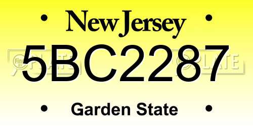 5BC2287 New Jersey License Plate