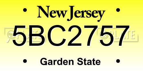 5BC2757 New Jersey License Plate