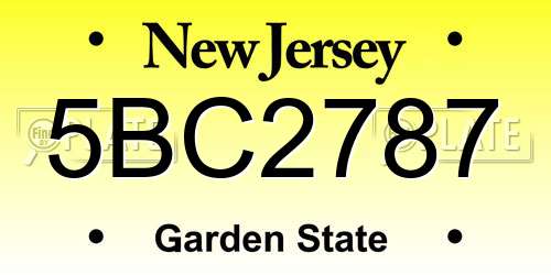 5BC2787 New Jersey License Plate