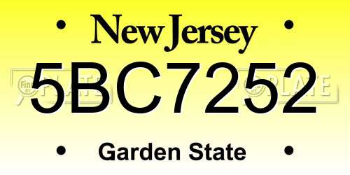 5BC7252 New Jersey License Plate