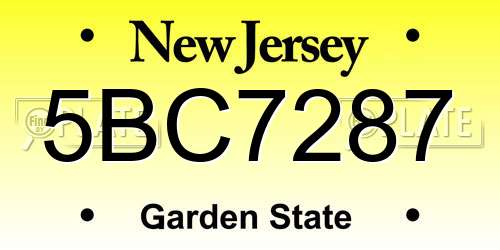 5BC7287 New Jersey License Plate
