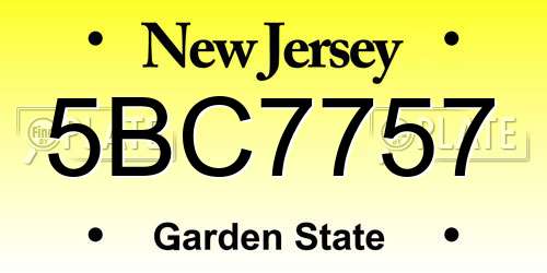 5BC7757 New Jersey License Plate