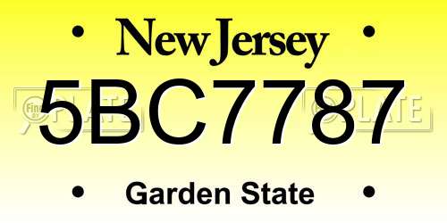 5BC7787 New Jersey License Plate
