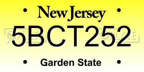 5BCT252 New Jersey License Plate