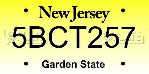 5BCT257 New Jersey License Plate