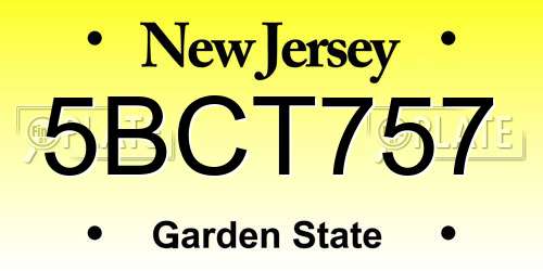 5BCT757 New Jersey License Plate