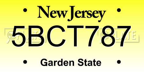 5BCT787 New Jersey License Plate