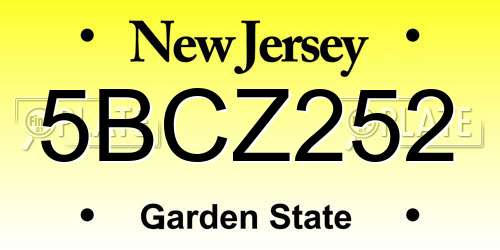5BCZ252 New Jersey License Plate