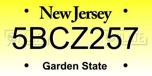 5BCZ257 New Jersey License Plate