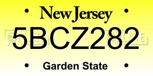 5BCZ282 New Jersey License Plate