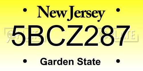 5BCZ287 New Jersey License Plate