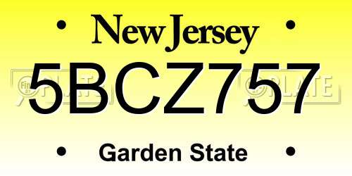 5BCZ757 New Jersey License Plate