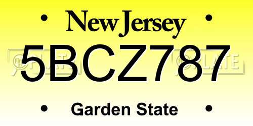5BCZ787 New Jersey License Plate