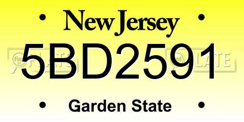 5BD2591 New Jersey License Plate