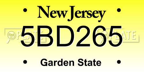 5BD265 New Jersey License Plate