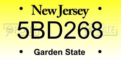 5BD268 New Jersey License Plate