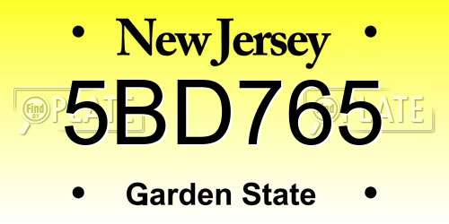 5BD765 New Jersey License Plate