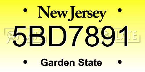 5BD7891 New Jersey License Plate