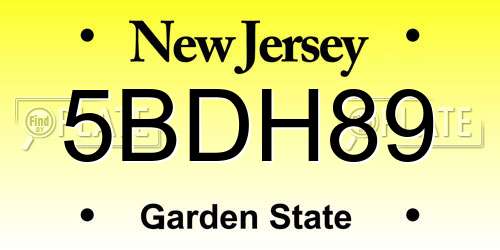 5BDH89 New Jersey License Plate