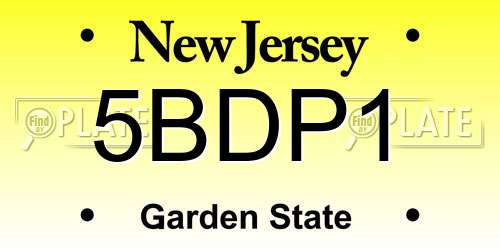 5BDP1 New Jersey License Plate