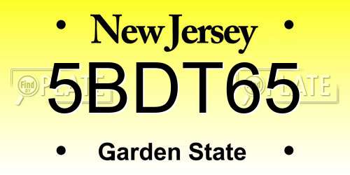 5BDT65 New Jersey License Plate