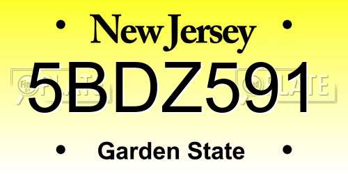5BDZ591 New Jersey License Plate