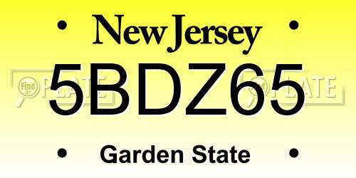 5BDZ65 New Jersey License Plate