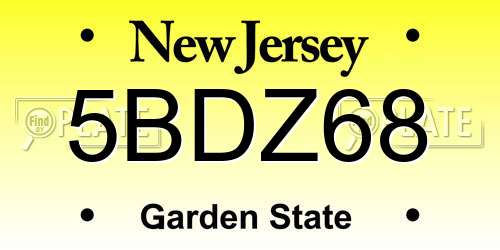 5BDZ68 New Jersey License Plate