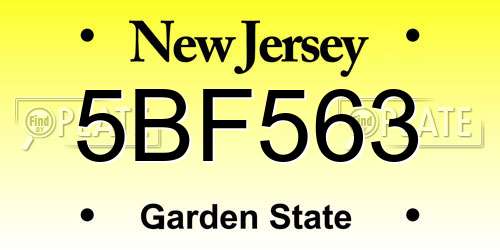 5BF563 New Jersey License Plate