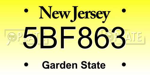 5BF863 New Jersey License Plate