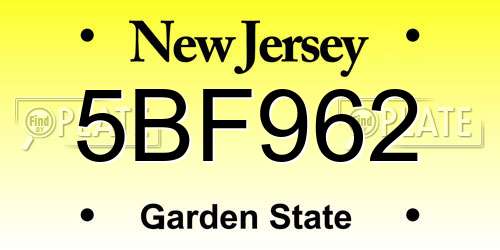 5BF962 New Jersey License Plate