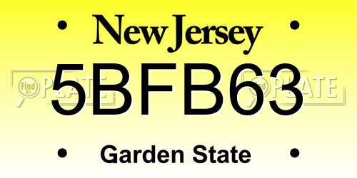 5BFB63 New Jersey License Plate