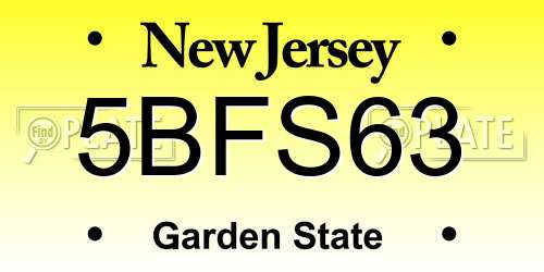 5BFS63 New Jersey License Plate