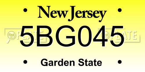 5BG045 New Jersey License Plate
