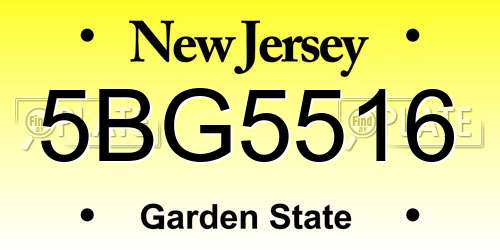 5BG5516 New Jersey License Plate