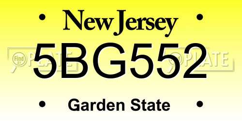 5BG552 New Jersey License Plate