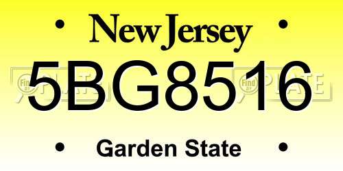 5BG8516 New Jersey License Plate