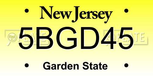 5BGD45 New Jersey License Plate