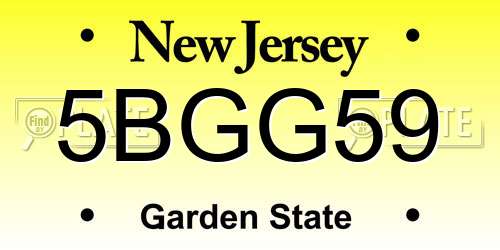 5BGG59 New Jersey License Plate