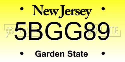 5BGG89 New Jersey License Plate