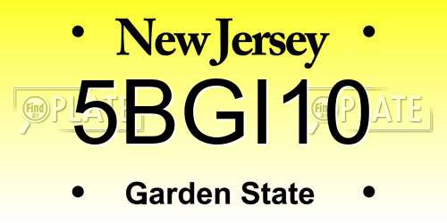 5BGI10 New Jersey License Plate