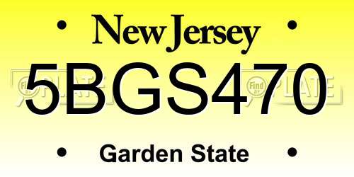 5BGS470 New Jersey License Plate