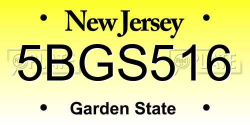 5BGS516 New Jersey License Plate