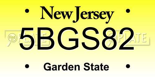 5BGS82 New Jersey License Plate
