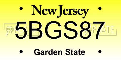 5BGS87 New Jersey License Plate