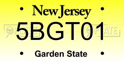 5BGT01 New Jersey License Plate