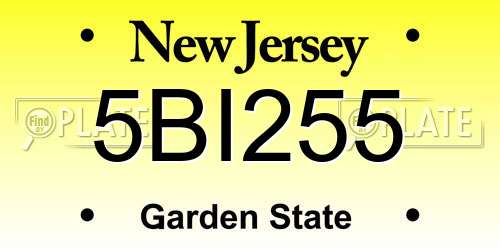 5BI255 New Jersey License Plate