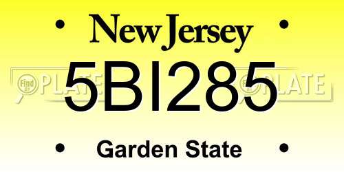 5BI285 New Jersey License Plate