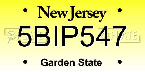 5BIP547 New Jersey License Plate