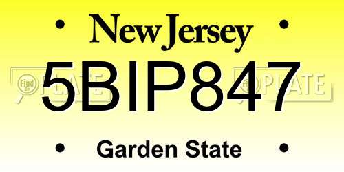5BIP847 New Jersey License Plate
